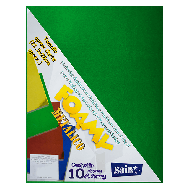 FOAMY METALICO #4 VERDE T/CARTA PAQ C/10