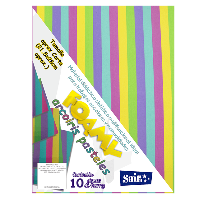 FOAMY  ARCOIRIS COLORES PASTELES T/CARTA PAQ C/10