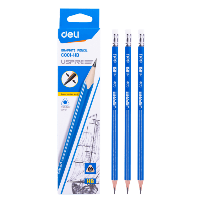 Deli C001-HB Lápiz de grafito azul caja c/12 pzas
