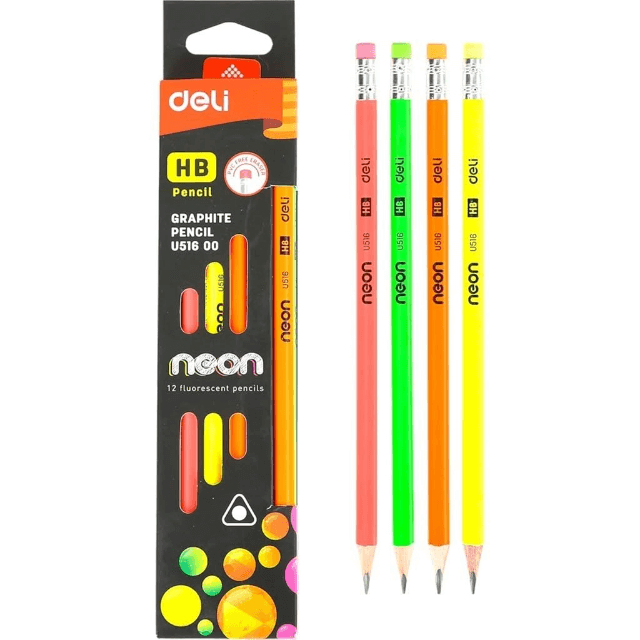 Deli EU51600 Lápiz de grafito  diferentes colores HB Caja C/12 pzas