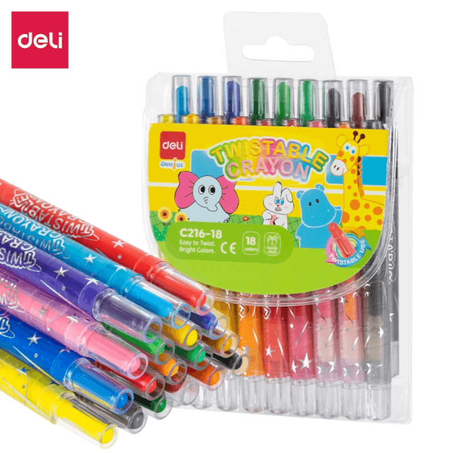 Deli C216-18 Crayones giratorios blister c/18 pzas