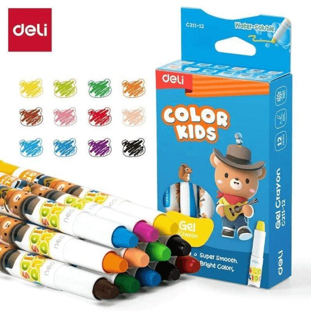 Deli C211-12 Crayones de gel giratorios con 12 pzas inner c/12 cajas