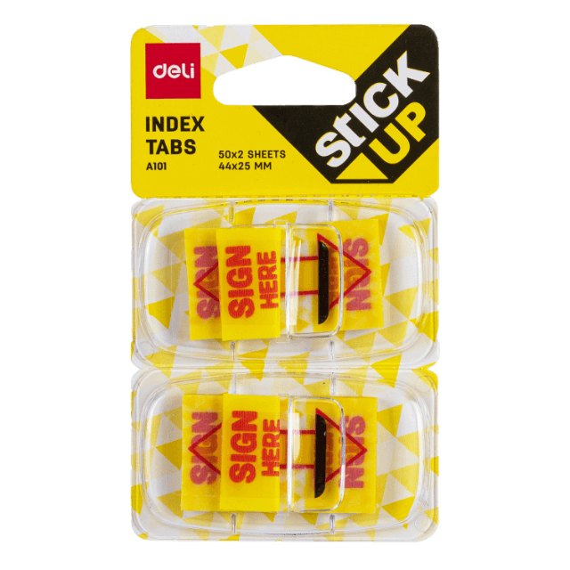 Deli A10101 Pestañas adhesivas firma 2x50 hojas caja c/24 pzas