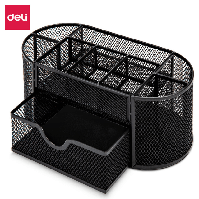 Deli 8902 Organizador de escritorio metálico negro chico pza