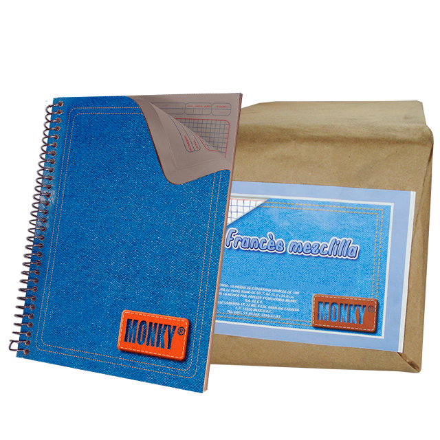 CUADERNO FRANCES CUADRO 5MM 100 HOJAS PAQ. C/50