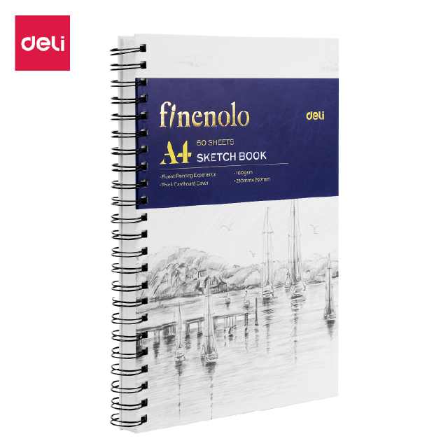 Deli C275 Cuaderno para dibujo espiral lateral 60 hojas 160 gr A4 pza