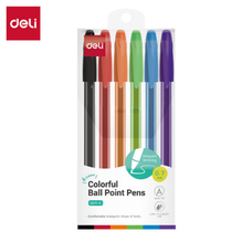 Deli Q69-6 6 Bolígrafo ball point colores surtidos 0.7mm blister c/6 pzas