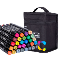 Deli C70806-30-LA Marcador Sketch profesional doble punta cincel/bala estuche c/30 pzas