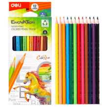 Deli C113-12 Lápices de colores triangulares largos caja c/12 pzas