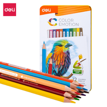 Deli C00205 Lápices de colores triangulares largos estuche c/12 pzas