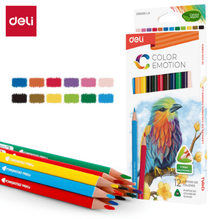 Deli C00200-LA Lápices de colores triangulares largos caja c/12 pzas