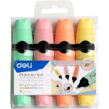 Deli U356-MT Marcatextos pasteles colores surtidos blister c/4 pzas