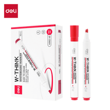 Deli U00240 Marcador pizarrón blanco punta cincel rojo c/12 pzas